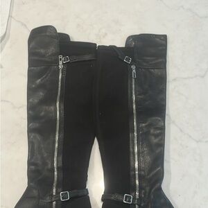 Black Leather Knee-High Boots